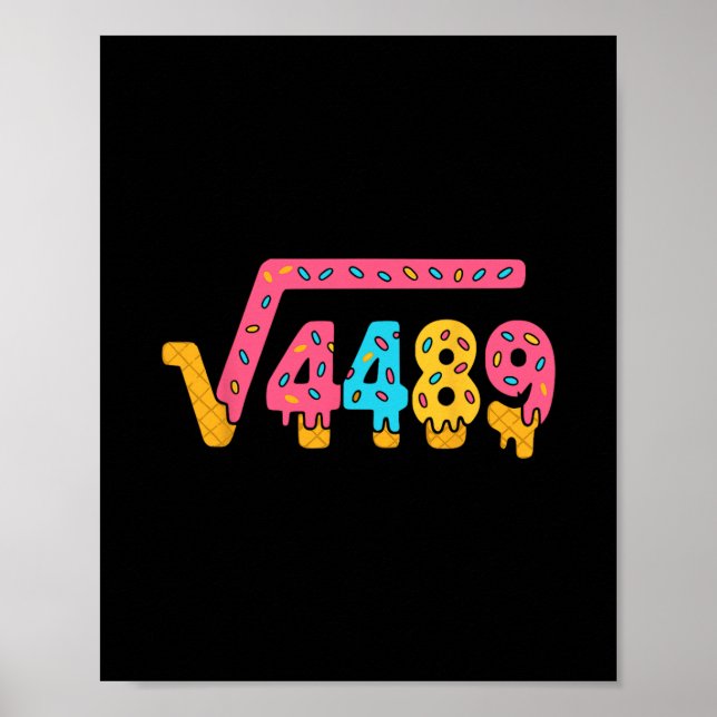 Póster 67 Helado Meme Raíz Cuadrada 4489 jerga Matemática (Frente)