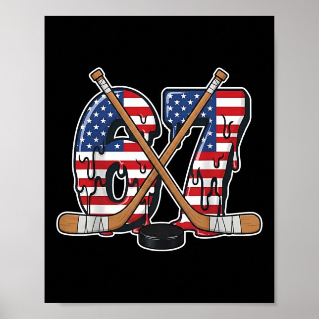 Póster 67 Hockey Drip Number Funny Meme Gen Alpha Slang S (Frente)
