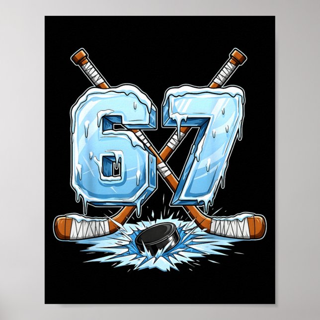 Póster 67 Hockey Drip Number Funny Meme Style Boys Graphi (Frente)