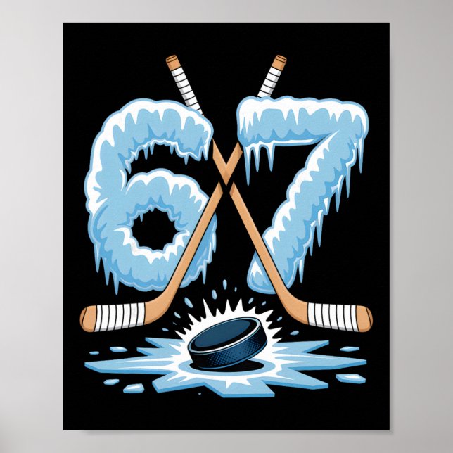 Póster 67 Hockey Drip Number Funny Meme Style Cool Graphi (Frente)
