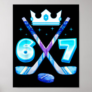 Póster 67 Hockey Goteo Divertido Hielo Meme Número Seis S