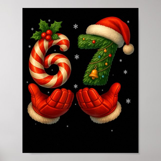 Póster 67 Hockey Hands Funny Christmas Meme Santa  (Frente)