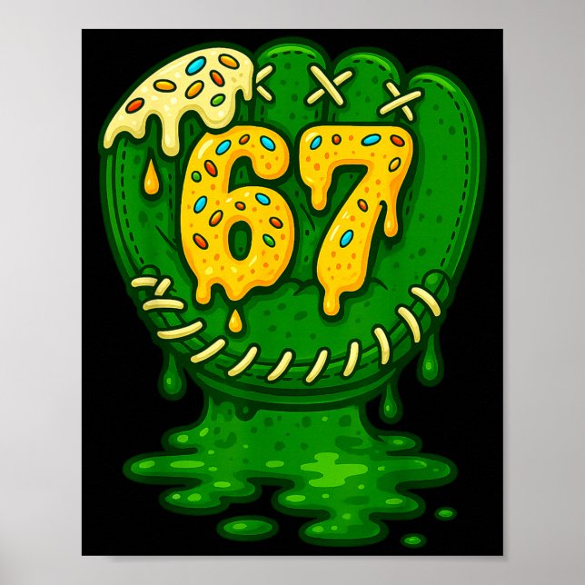 Póster 67 Ice Cream Drip Funny Six Seven Baseball  (Frente)
