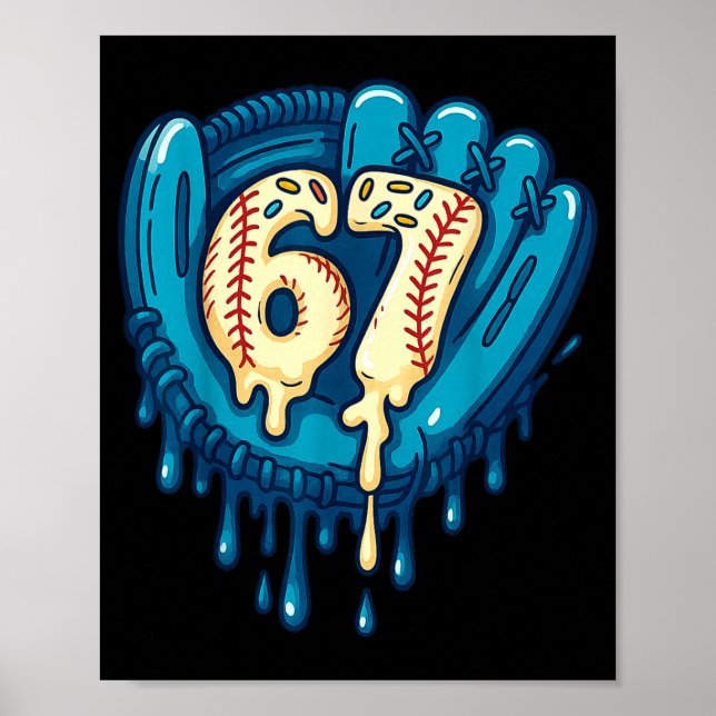 Póster 67 Ice Cream Drip Funny Six Seven Baseball  (Frente)