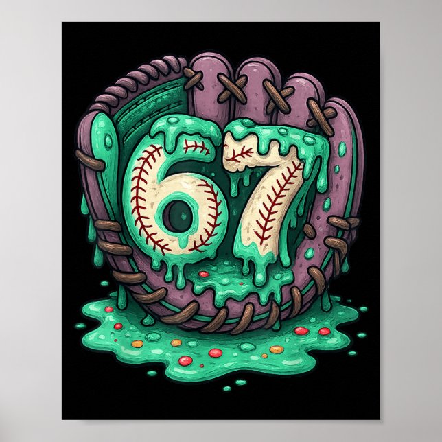Póster 67 Ice Cream Drip Funny Six Seven Baseball  (Frente)