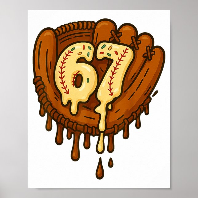Póster 67 Ice Cream Drip Funny Six Seven Baseball  (Frente)