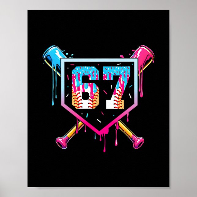 Póster 67 Ice Cream Drip Meme Funny Six Seven Gen Alpha ( (Frente)