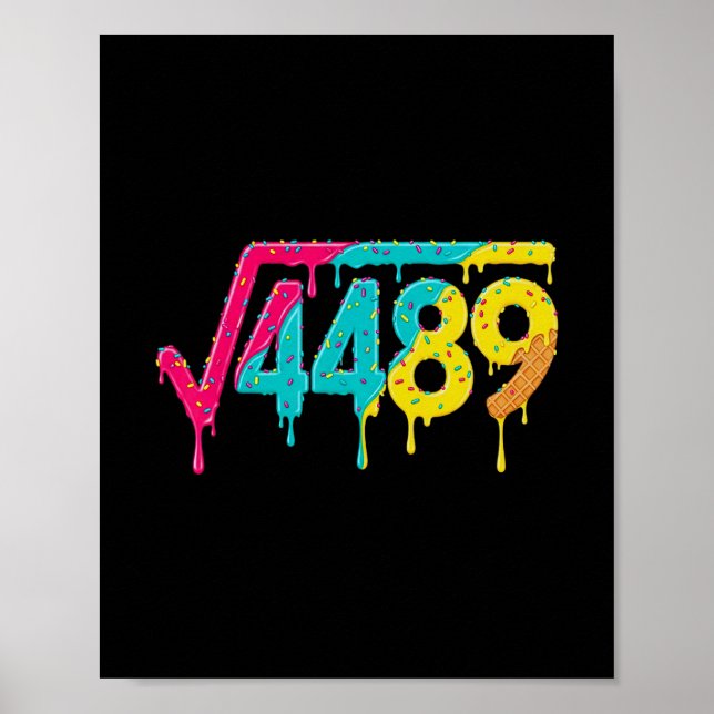 Póster 67 Ice Cream Drip Meme Square Root 4489 Slang Teac (Frente)