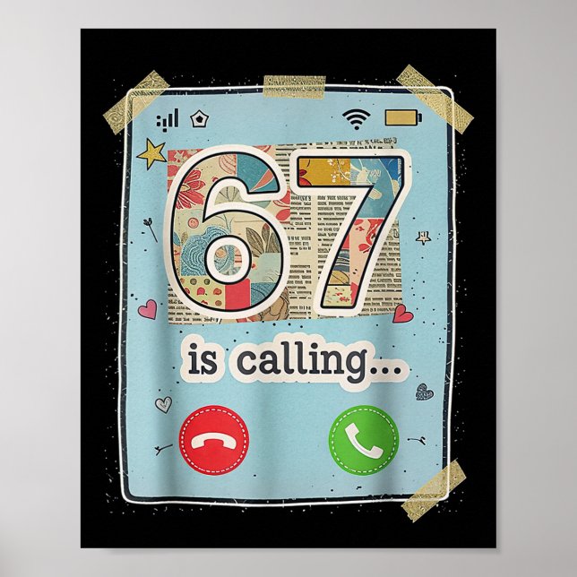 Póster 67 Is Calling Funny Gen Z Slang Meme Phone Screen  (Frente)