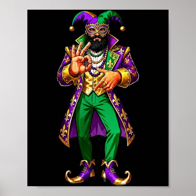 Póster 67 Jester Man Mardi Gras Six Seven Meme Gen Alpha  (Frente)