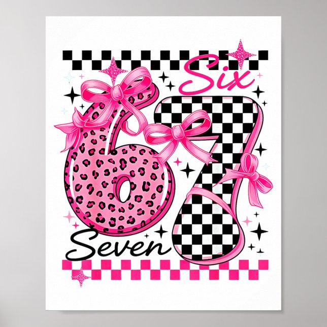 Póster 67 Leopard Checkered Six Seven Meme 6-7 Teachers  (Frente)