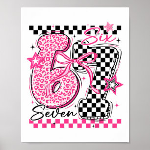 Póster 67 Leopardo Cuadrillé Divertido Seis Siete Meme 6-