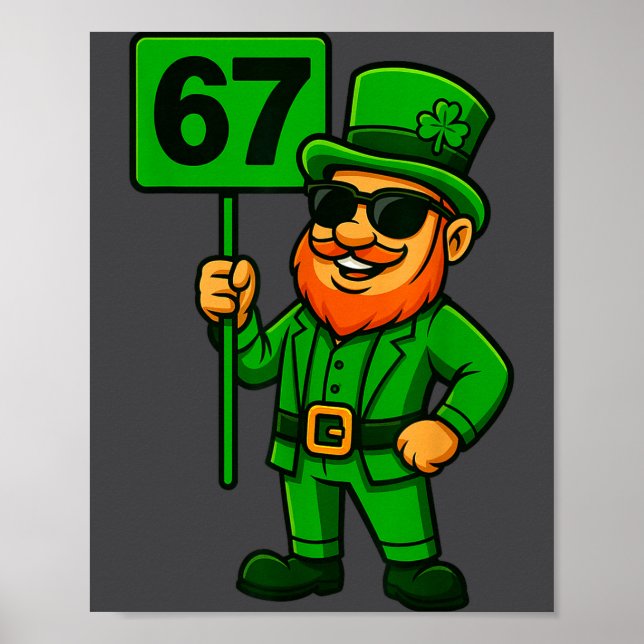 Póster 67 Leprechaun Six Seven Gen Meme Lucky Vibes St Pa (Frente)