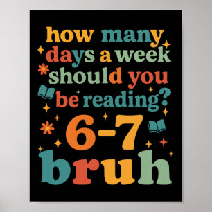 Póster 67 Leyendo Ela Maestro Retro Bibliotecario 6 7 Mem