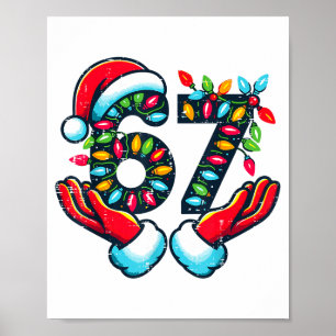 Póster 67 Luces de Navidad Divertida Navidad 6 7 Meme Xma