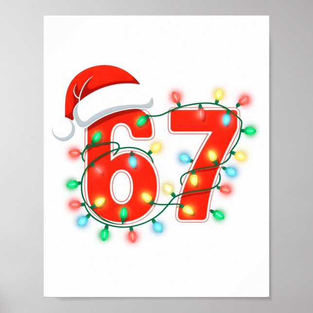 Póster 67 Luces de Navidad Meme Decir 6 7 Disfraz Xmas L (Frente)