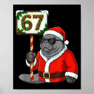 Póster 67 Manatí Navidad Seis Siete Meme Deterioro Cerebr