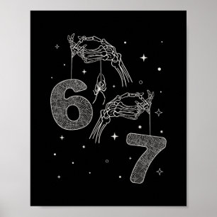 Póster 67 Mano de esqueleto divertida Meme Halloween Seis