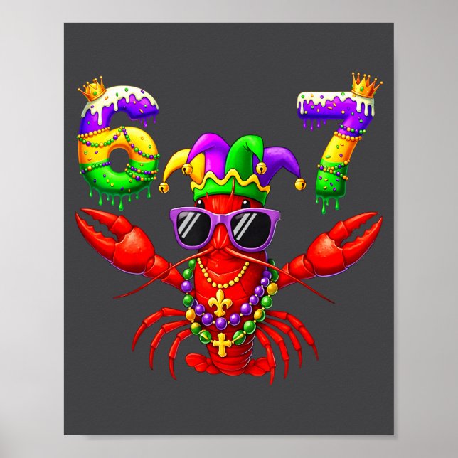 Póster 67 Mardi Gras Crawfish Beads Six Seven Carnival Bo (Frente)