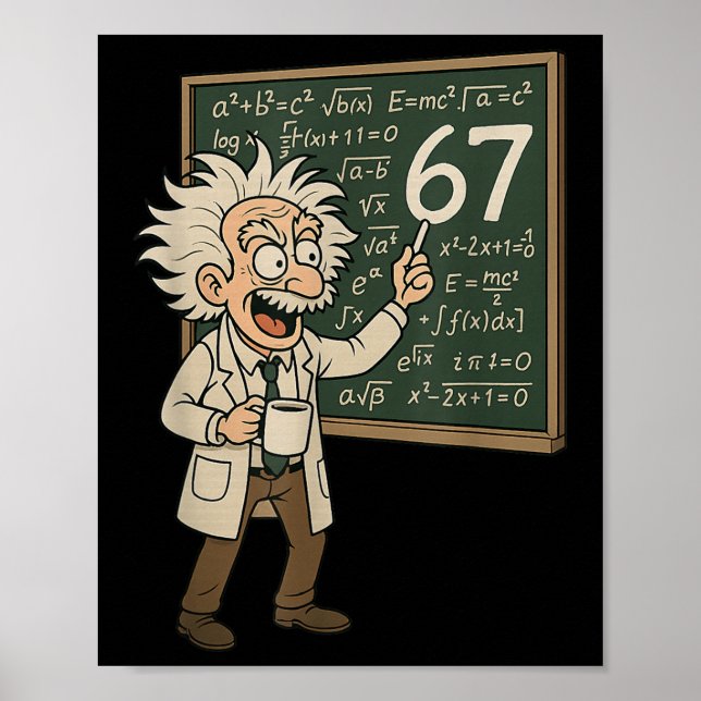 Póster 67 Math Meme Funny Professor Genius Chalkboard  (Frente)