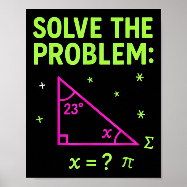 Póster 67 Math Meme Solve The Problem Funny Teachers Stud (Frente)