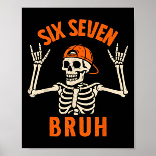 Póster 67 Meme 6 7 Divertido Halloween Esqueleto Rock On