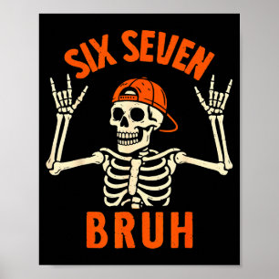 Póster 67 Meme 6 7 Divertido Halloween Esqueleto Rockea e
