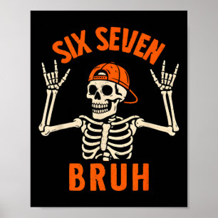 Póster 67 Meme 6 7 Esqueleto Divertido De Halloween Rock