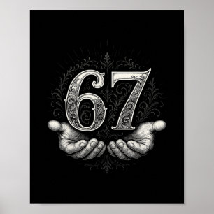 Póster 67 Meme 6 7 Seis Siete Manos Divertido Argot Gen A