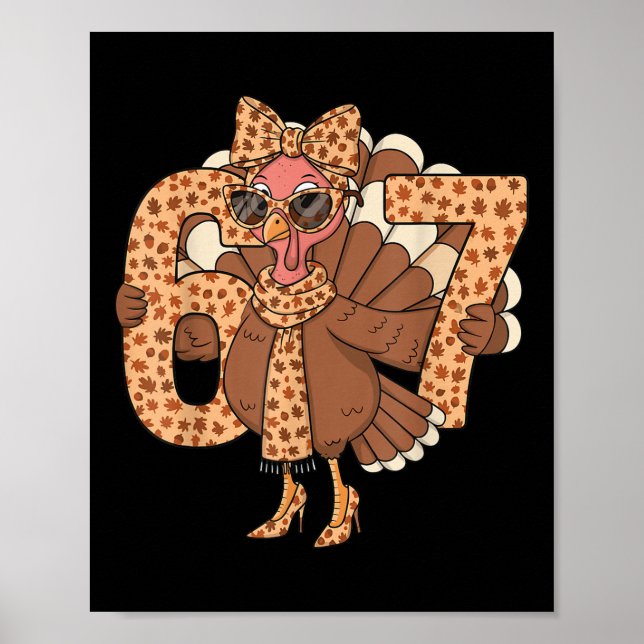 Póster 67 Meme Autumn Fall Turkey Sungles Funny Thanksgiv (Frente)