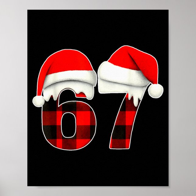 Póster 67 Meme Brainrot divertido Christmas Plaid Xmas Pi (Frente)