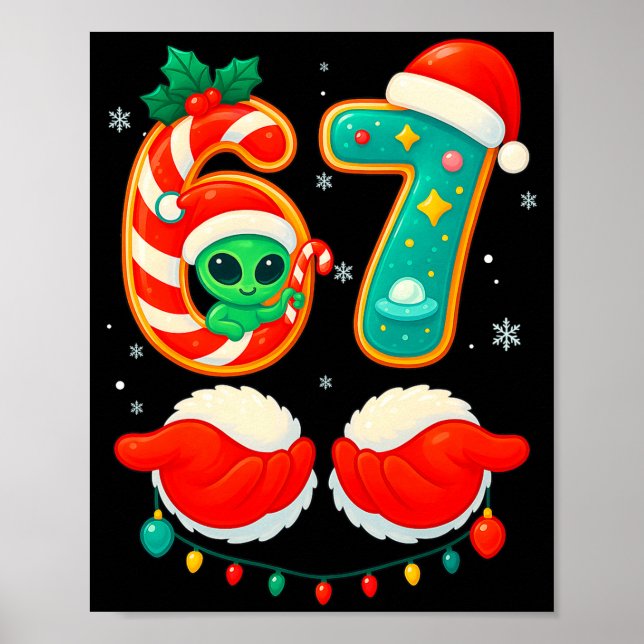 Póster 67 Meme Christmas Funny Alien Santa Six Seven Xmas (Frente)