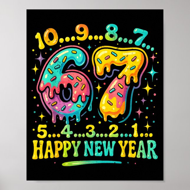Póster 67 Meme Countdown Happy New Year Funny Drip Number (Frente)