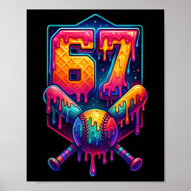 Póster 67 Meme de béisbol de moda divertido número 67 jug (Frente)