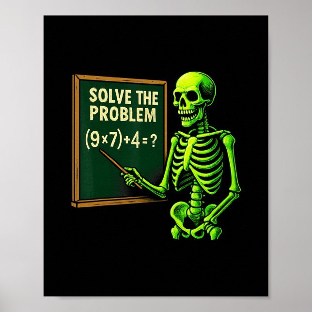 Póster 67 meme de esqueleto de Halloween de matemáticas p (Frente)