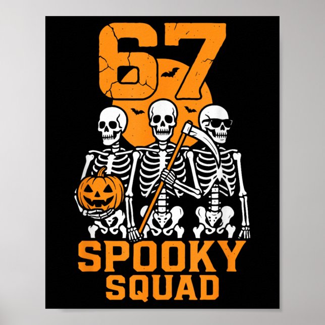 Póster 67 Meme de Halloween 6 7 Números Seis Sete Criança (Frente)
