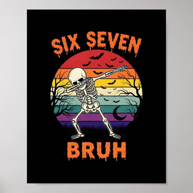 Póster 67 Meme de Halloween Números de Esqueleto Divertid (Frente)