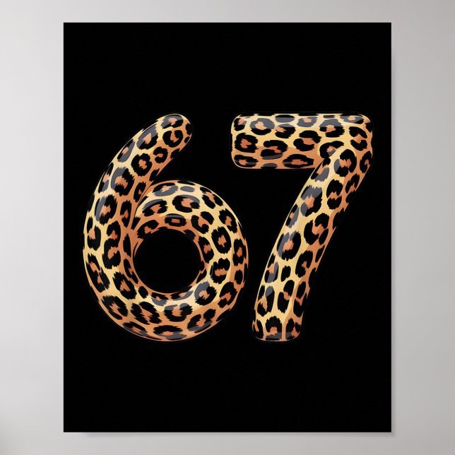 Póster 67 Meme de leopardo Divertido Six Seven argot Gen  (Frente)