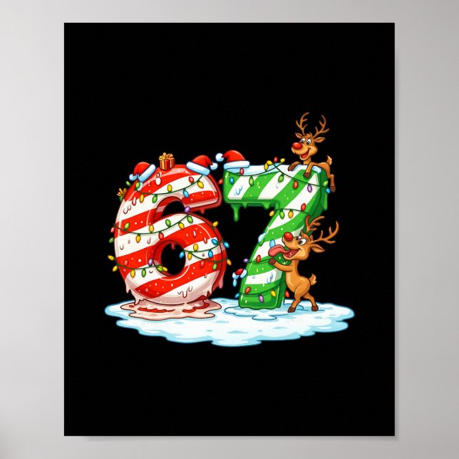 Póster 67 Meme de Navidad 6 7 Números Seis Siete Gen Z Al (Frente)