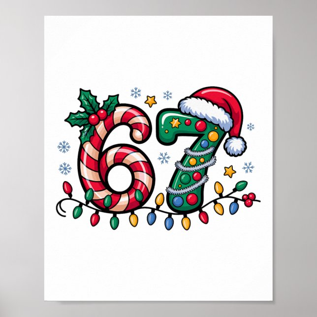 Póster 67 Meme de Navidad Seis Siete Xmas Divertido Chico (Frente)