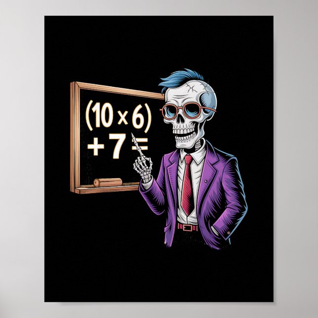 Póster 67 Meme de profesor de matemáticas Brainrot Seis S (Frente)