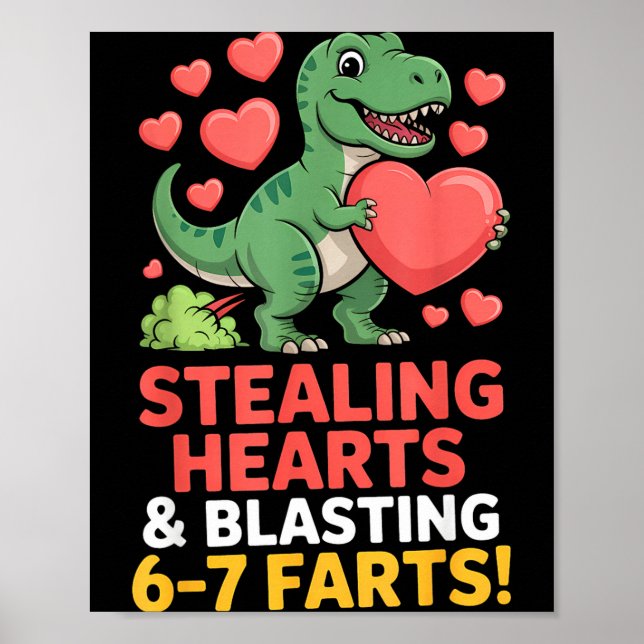 Póster 67 Meme Dinosaur Stealing Hearts 6-7 Farts Valenti (Frente)