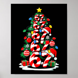 Póster 67 Meme Divertido Seis Siete Luces De Navidad Árbo