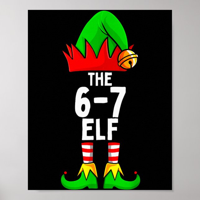 Póster 67 Meme Elf Christmas Matching Family 6-7 Brainrot (Frente)