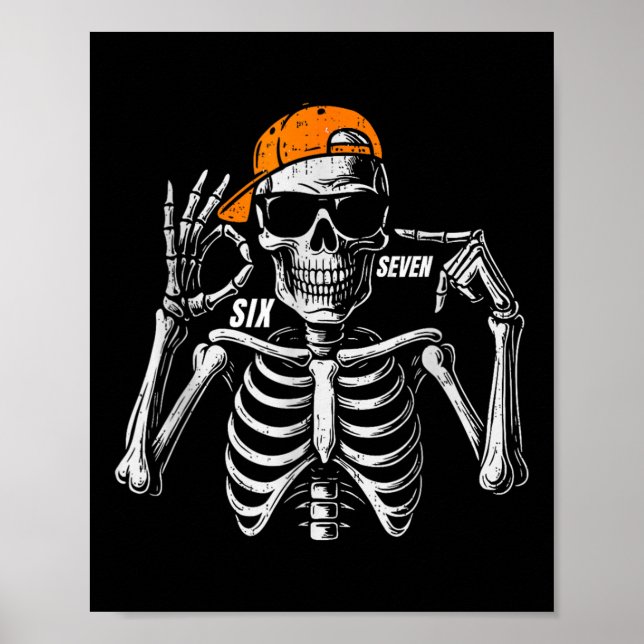 Póster 67 Meme Esqueleto Divertido De Halloween De Moda S (Frente)