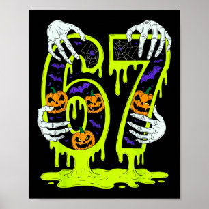 Póster 67 Meme Esqueleto Divertido Halloween De Moda Seis