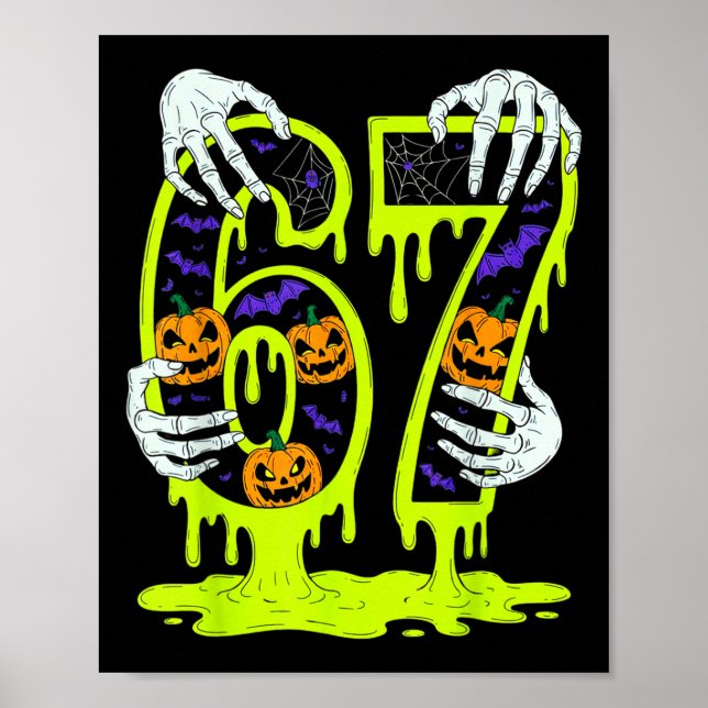 Póster 67 Meme Esqueleto Divertido Halloween De Moda Seis (Frente)