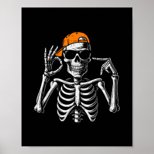 Póster 67 Meme Esqueleto Divertido Halloween De Moda Seis