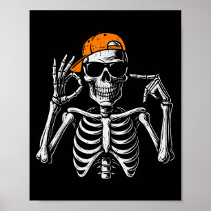 Póster 67 Meme Esqueleto Divertido Halloween Seis Siete T