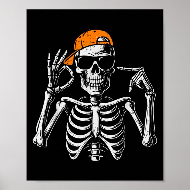 Póster 67 Meme Esqueleto Divertido Halloween Seis Siete T (Frente)